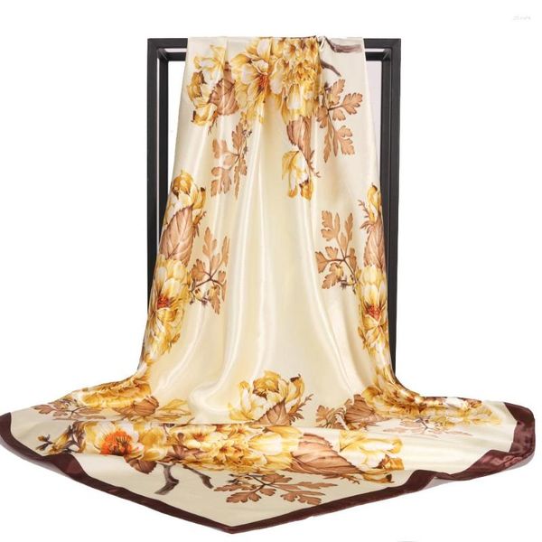 Sciarpe All'ingrosso Sciarpa Di Seta Vintage Donna Scialle Grande Stole Bandana Quadrata Foulard Femminile Capelli / Testa