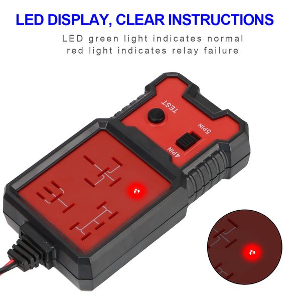 Indicatore LED Indicatore luminoso per batteria per auto Test elettronico Tester per relè per auto Strumenti diagnostici Accessori automobilistici Universale 12V