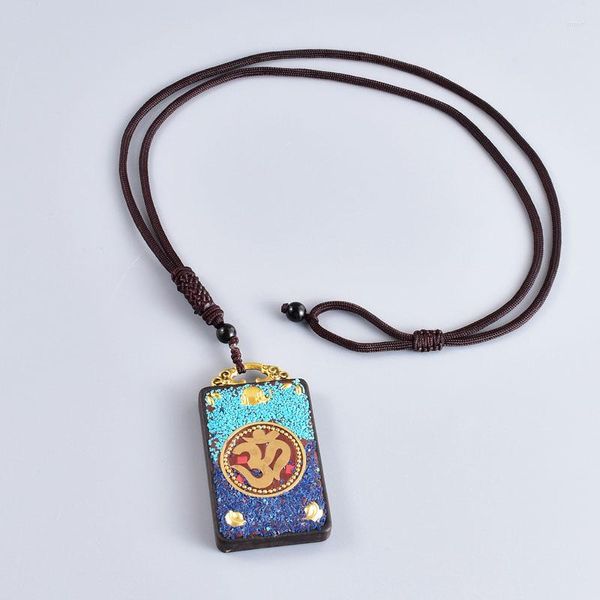 Anhänger Halsketten Handgefertigte Glücksseil Nepal Holz Halskette Tibetischer Buddhismus Vintage Schmuck Amulett OM Ethnisches einzigartiges spirituelles Geschenk