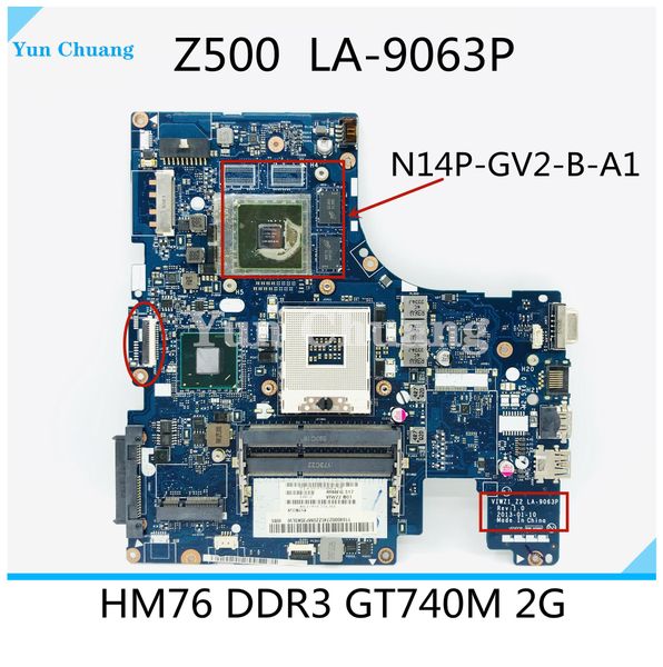 Motherboard VIWZ1_Z2 LA9063P Hauptplatine für Lenovo IDEAPAD Z500 PC Motherboard 15 Zoll DDR3 GT740M 2 GB Discrete Grafik