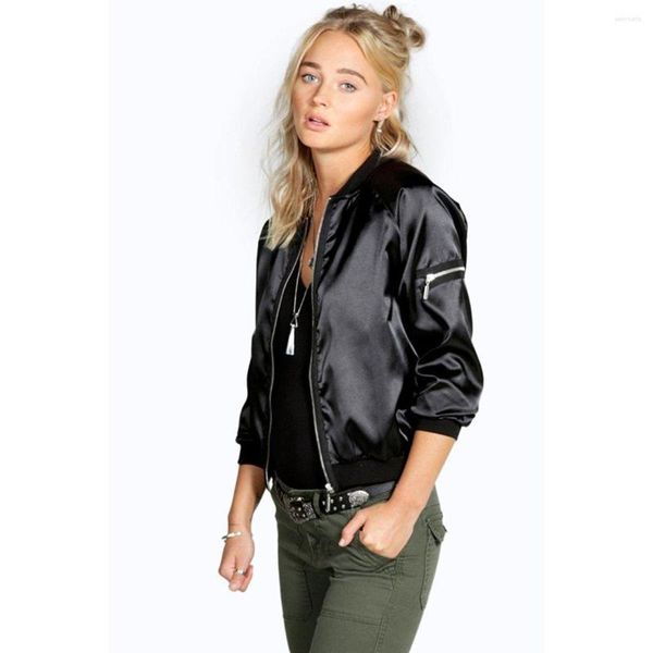 Jackets femininos Fall 2023 Jaqueta colorida de zíper feminina curta mulher coreana Coats Street Street Black Bomber Moda