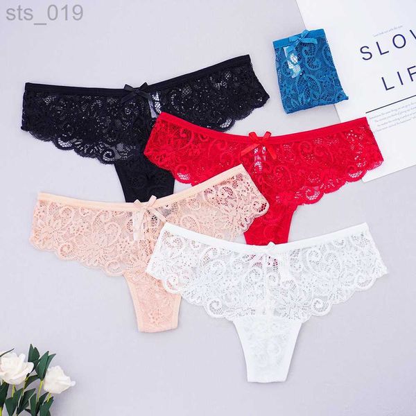 Briefs Panties Kadın Tam Dantel Tanga Külotu Seksi Tangas İç çamaşırı G-String Boş Out Out Düşük Bow Lady Lingerie Beş Renk J230530