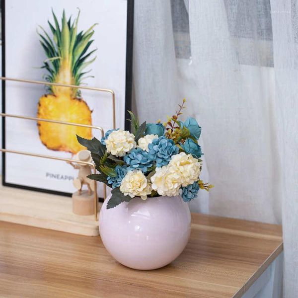 Vasos vasos de vidro redondo estilo nórdico moderno aço inoxidável ornamento de flor pequena sala de estar decoração de mesa de escritório