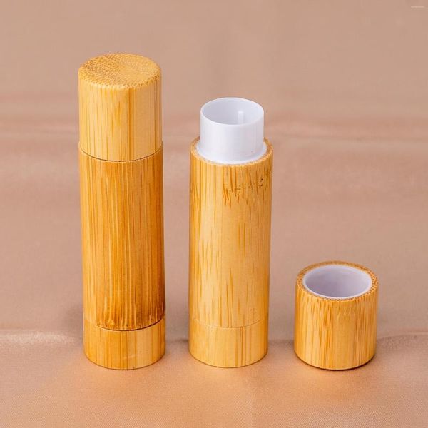 Бутылки для хранения 5pcs 5 мл роскошные пустые пополняемые бамбуковые помады труб