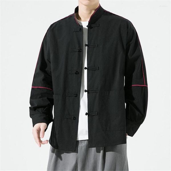 Мужские куртки китайский стиль хараджуку куртка мужчины весенняя осенние пальто мужские модные повседневные