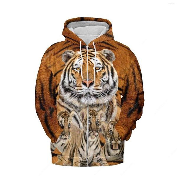 Felpe con cappuccio da uomo Jumeast 3D Print Animal Tiger Men Zipper Flipper Zero Hacker Felpe con cappuccio da donna Vintage anni '90 Y2K Youth Drip Clothes