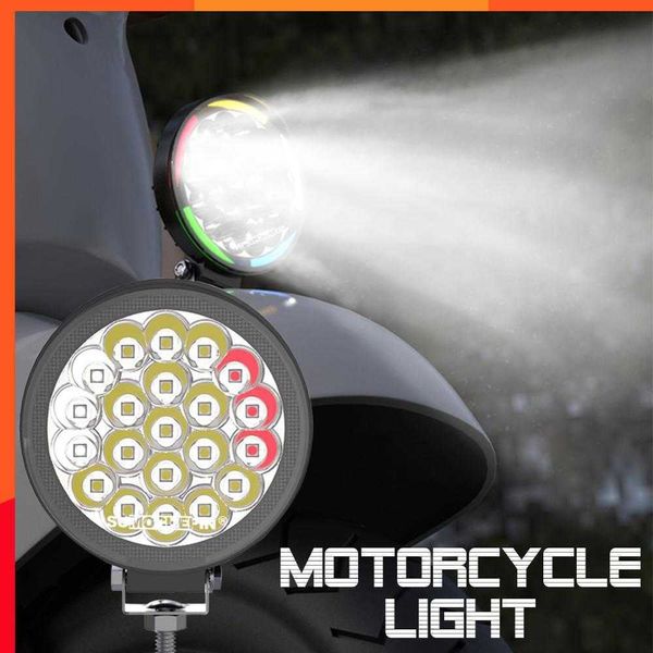 Novo 21LED Bar Off Road LED Farol de motocicleta Olhos de anjo Luzes de trabalho para trator Holofote ATV UTV Caminhão Trator Lâmpada colorida carro