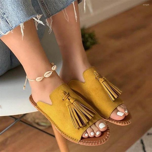 Sandali Scarpe Moda Casual Peep Flat Ladies Toe Fringe Womens Style Wedge chiuso per le donne