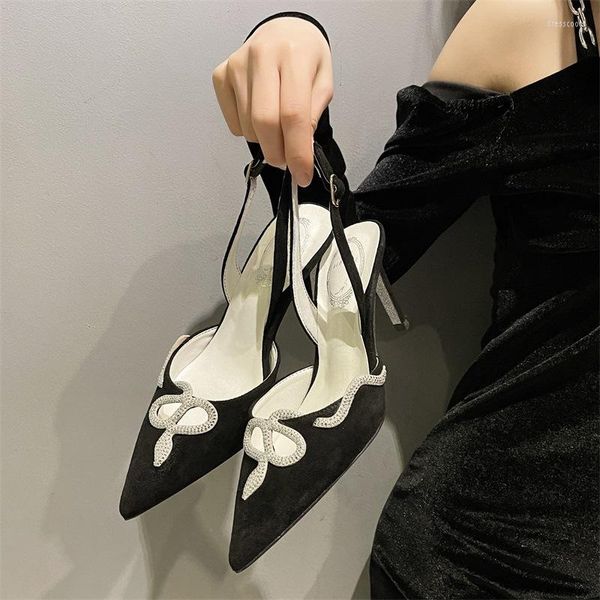 Сандалии Water Diamond Baotou Women's High Heels Thin Temprament Nightclub Banquet Factory Factory