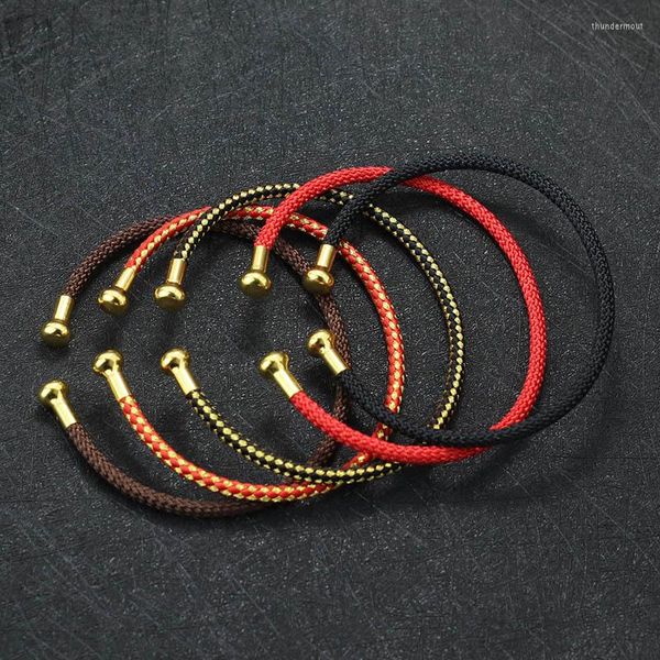 Braccialetti con ciondoli Bracciale rigido aperto minimalista in acciaio inossidabile di moda Bracciale unisex con filo rosso fortunato da 3 mm Accessori regalo di San Valentino