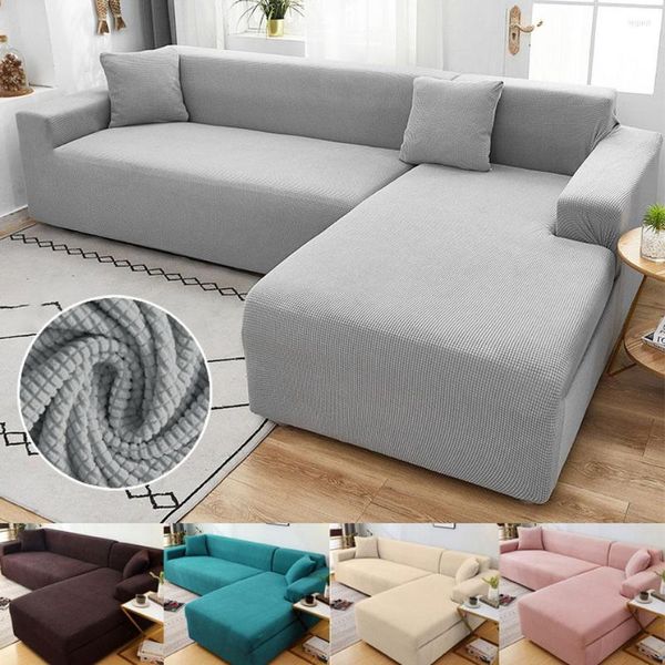 Stuhlhussen Einfarbig Universal Sofabezug Ausziehbare Wohnzimmerstühle Verstellbare elastische Sofas Zwei Drei Sitze Fondas Lang