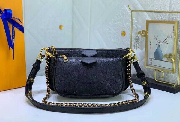 Çok Pochette Deri Çantalar Tasarımcı Zincir Strap Cutse Messenger Kadınlar Çanta Omuz Crossbody Tote Çanta Cüzdan Klasik Makyaj 3 Parça/Set