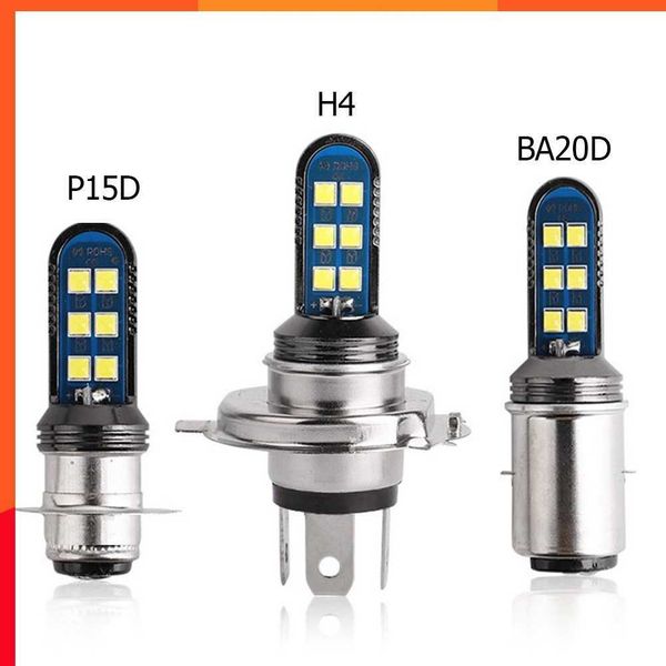 Yeni P15D LED Motosiklet Far Ampulleri 12V 1600LM 6000K 12 SMD 3030CHIPS H4 LED HI LO H6 BA20D LED Far lambası Beyaz Evrensel Araba