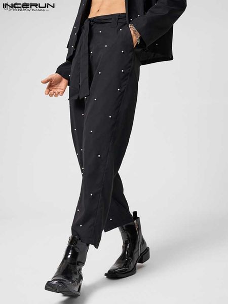 Мужские штаны Incerun American Style New Men's Pearl Polka Dot украшение длинные брюки. Случайная уличная одежда мужчина с высокой талией брюки S-5XL L230520