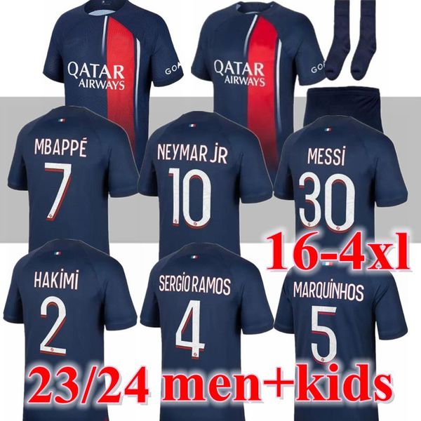 23 24 MBAPPE Occer Jerey 2023 2024 WIJNALDUM SERGIO RAMOS HAKIMI Quarto Maillot De Football VERRATTI 4TH Hirt Men Kid Full Kit Fan Player MESSIS