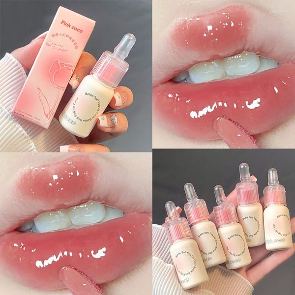 Lipgloss, rosa, kleine Milchflasche, Spiegel, Gesichtsglasur, wasserglasiertes Glas, Farbe, langlebig, feuchtigkeitsbefeuchtend, flüssiger Lippenstift, koreanische Kosmetik