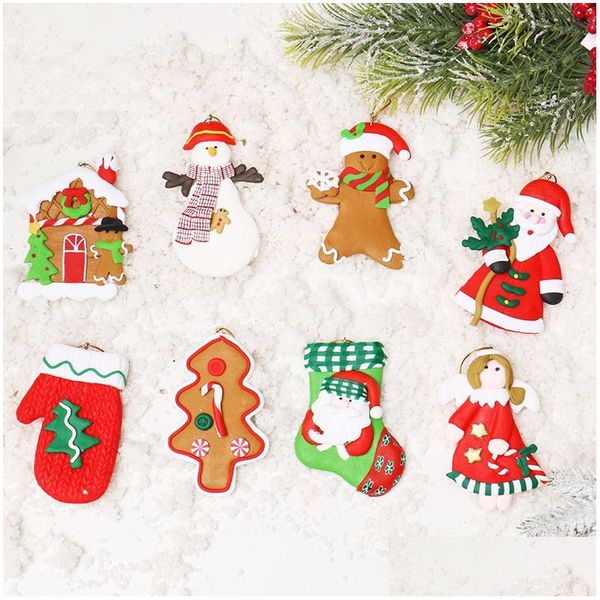 Decorazioni Natalizie Decorazione Adorabile 9 Cm Ciondolo Albero In Argilla Morbida Babbo Natale Pupazzo Di Neve Puntelli Vacanze Ornamenti Vt984 Drop Delivery Home Ga Dhzsm