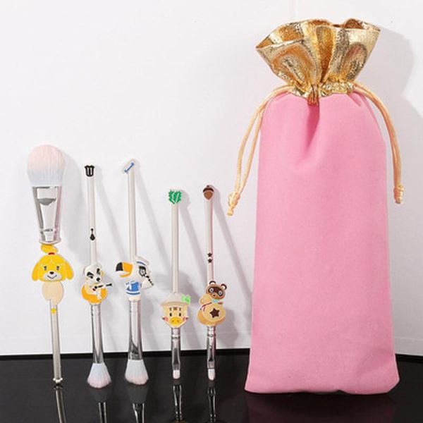 Pinsel 5-teilig, niedliches Cartoon-Animal-Crossing-Pinsel-Set, Foundation, Augen-Make-up-Pinsel, Eyeliner, Lippenpinsel, Frauen-Gesicht, Kosmetik-Werkzeug, Liebhaber-Geschenk