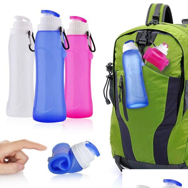 Wasserflaschen 17 Unzen Outdoor-Sportflasche Lebensmittelqualität Sile Mug Reise zusammenklappbarer tragbarer Wasserkocher faltbarer individueller Geschenkbecher DBC Drop Del Dhalo