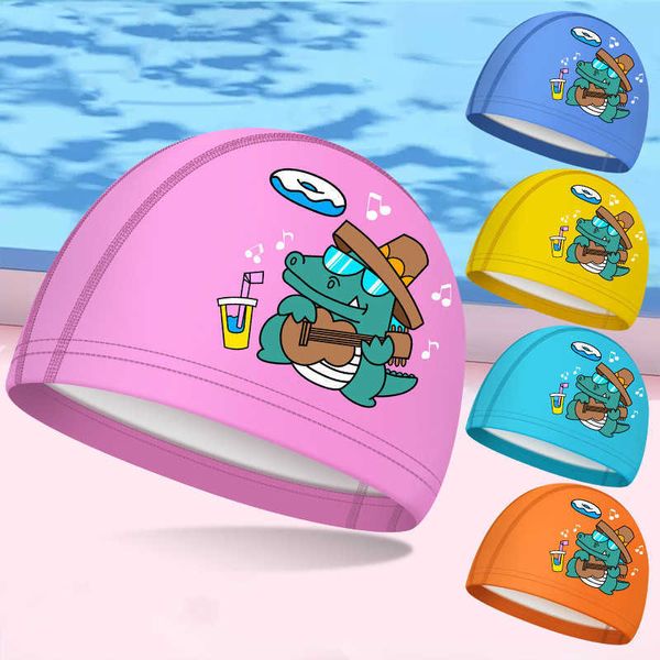 bonés 2023 novo PU infantil à prova d'água subaquático sem mergulho surf universal meninos e meninas chapéu de natação bonito dos desenhos animados P230531