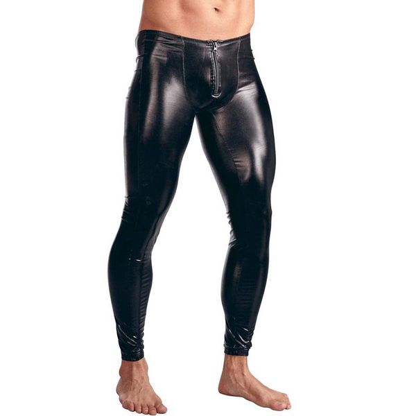 Hosen Sexy U Pouch Zipper Offene Glänzende Bühne Tanz Bleistift Hosen Kunstleder Dünne Hosen Sexy Legging Homosexuell Tragen Plus größe Sexy Enge F24