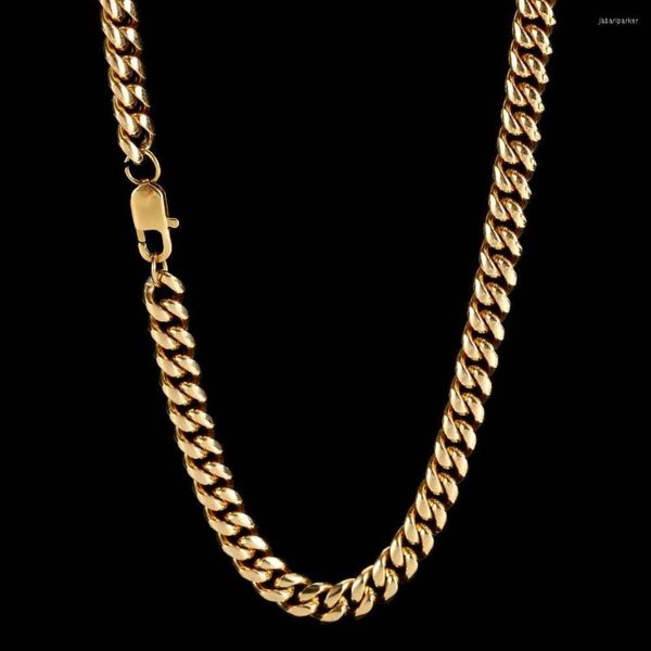 Catene da 10 mm in acciaio inossidabile Curb Cuban Link Chain Punk Heavy Gold Collana placcata color argento per uomo da 30 pollici