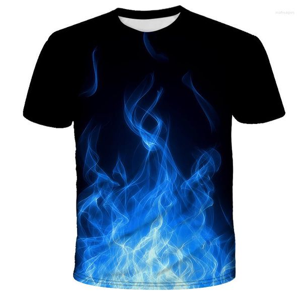 Männer T Shirts Sommer Blaue Flamme 3d Oansatz T-shirt Schwarz Männlich Atmungs Mode S Ärmeln T-Shirts Hip Hop Herren Kleidung Tops Shirt