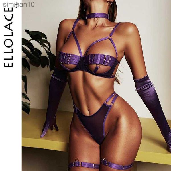 Cuecas Calcinha Ellolace Sexy Lingerie Mulheres Nuas Sem Censura 5 Peças SexyCostume Roupa Interior Oca Sem Censura Sutiã Aberto Sensual L230518