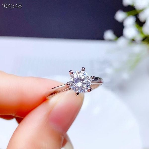 Cluster-Ringe, funkelnder Moissanit-Ring für Männer, echtes 925er Silber, 1 Edelstein, Geburtstagsgeschenk, glänzend, besser als Diamant, starke Kraft