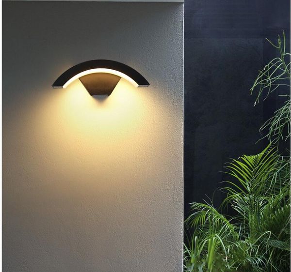 Moden impermeável lâmpada de parede externa pir sensor de movimento na parede jardim luz varanda frontdoor preto alumínio lâmpada corpo