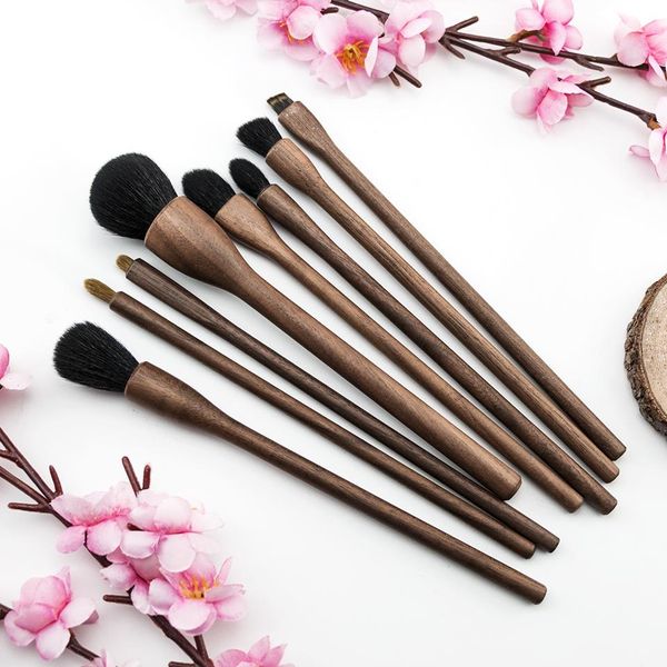 Pinsel BEILI A Class Make-up-Pinsel aus natürlichem Ziegenhaar, Walnussholz, professionelle Foundation, Puder, Augenbrauen, Lidschatten, Make-up-Pinsel-Set