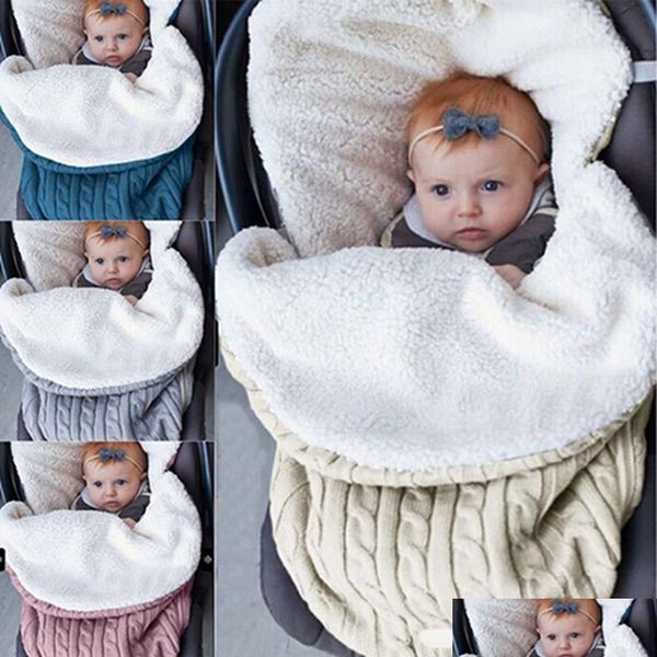 Coperte Born Slee Coperta Morbide Borse per neonati Passeggino per neonati Sacco a pelo Coprigambe Spessa Fasciatura Avvolgere Busta in maglia Drop Delivery Home Gar Dhohe