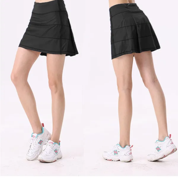 Saias de tênis plissadas Saia de yoga roupas de ginástica feminina corrida fitness golfe calças shorts esportes costas bolso cintura zíper 3JV9V