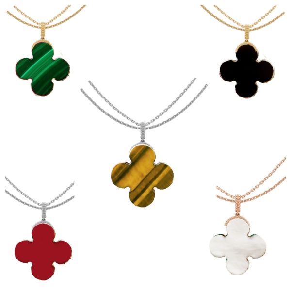 Collana di trifoglio di grandi dimensioni 4 collane a foglia catena da 90 cm gioielli classici di design ciondolo di lusso per donne Regalo di San Valentino gioielli di fidanzamento 5A senza scatola 5A