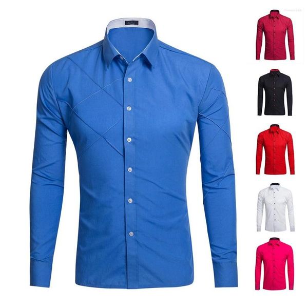 Erkekler Sıradan Gömlekler Bahar Erkekler ABD Boyut Uzun Kollu Düğme Kırmızı Pembe Sokak Giyim Erkek Ofis Giyim Gömlek Top Artı XXL