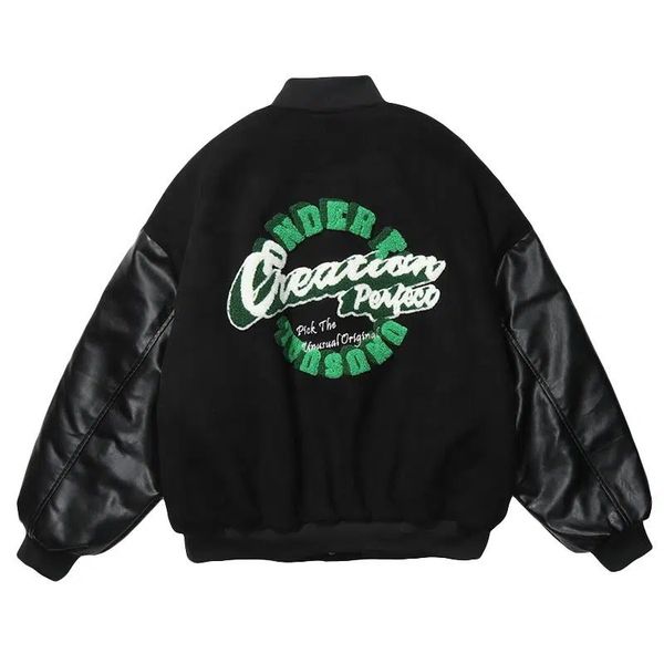 Jackets masculinos Vintage Varsity Jackets for Men punk gótico bordado bordado hip hop harajuku jaqueta de beisebol solto em cacos de couro solto 230531