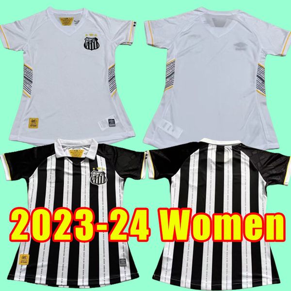 23/24 Jerseys de futebol de Santos FC PELE Marinho Emerson Soteldo Rodrygo Carlos Sanchez F. Camisas de Futebol Camisas Away Women Girl 2023 2024