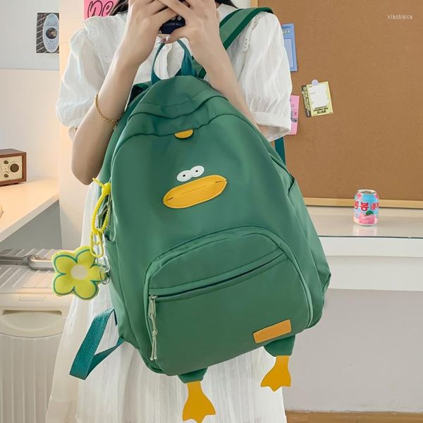 Bolsas escolares backpack de frango fofo cartoon mochila mochila adolescente mochila 2023 nylon estudante do dia de grande capacidade