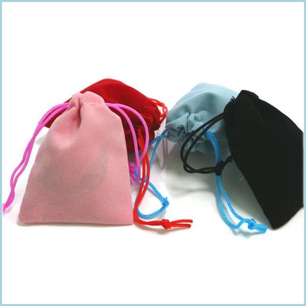 Verpackungsbeutel 5 x 7 cm Veet DString Beutel Tasche/Schmuckbeutel Weihnachten/Geschenk Schwarz Rot Rosa Blau 4 Farben Großhandel Drop Lieferung aus Dhjmn