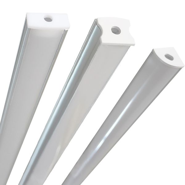 Aluminiumkanal für LED-Streifenlichter, U-V-förmiger Aluminium-LED-Kanal mit Opaldiffusor, verschraubten Endkappen und Montageclips, LED-Aluminiumprofil-Kühlkörper von crestech