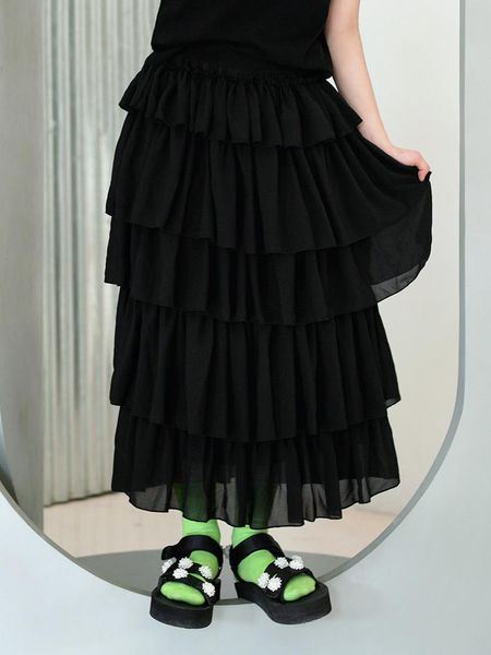 Платья Imakokoni, оригинальный дизайн, черная тюлевая юбка-торт, юбка с дикой юбкой с высокой талией, женская летняя 213259