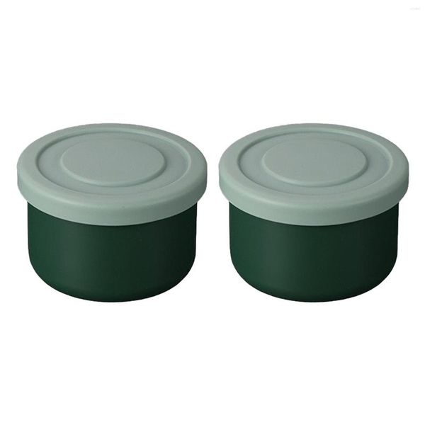 Conjuntos de utensílios de jantar 2pcs lancheira de aquecimento de microondas -silicone de grade com tampas de piquenique externo flexível Mantenha fivela de vedação fresca