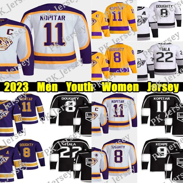 Los'''Angeles''''Kings 11 Anze Kopitar Reverso Retro Hockey Jersey 8 Drew Doughty 22 Kevin Fiala Kempe Iafalllo Quinton Byfield Joonas Korpisalo Jerseys