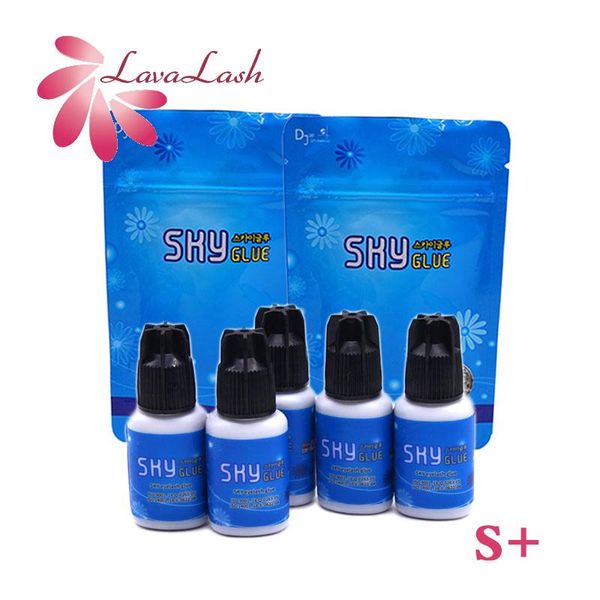 Pennelli 5 bottiglie Sky Colla per extension ciglia 5 ml Corea Original Sky S Plus Nero Rosso Blu Cappuccio False Lash Colla Fornitore Strumenti per il trucco