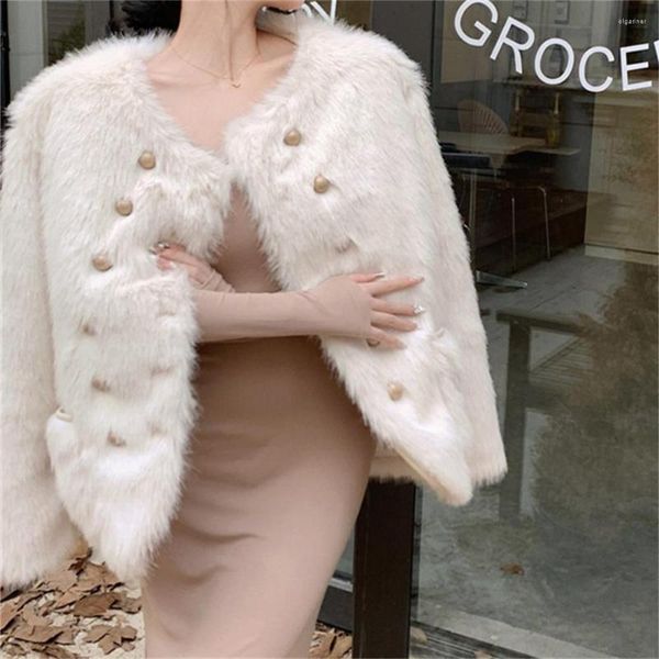 Женские куртки Plamtee High Street Soft Coats Women Office Lady Spring Chic Elegant 2023 Ol Faux Fur Warm Loak Sleim нежный мухер