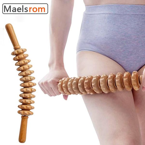 Entspannung 12 Rollen Holzmassagegerät Gebogene Übungsrollerstäbe Ganzkörper-Holztherapie-Massagewerkzeuge Muskelschmerzen lindern und entspannen