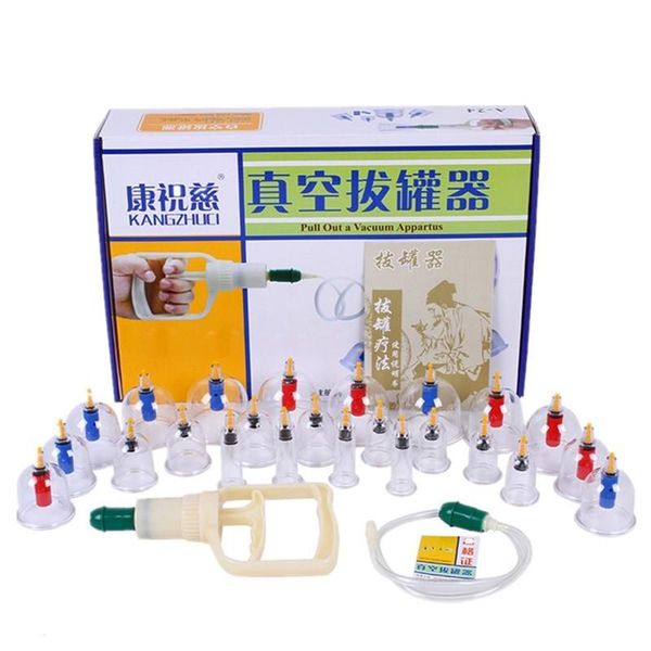 Conjunto de ventosas a vácuo massageador, 24/32 latas, ventosas magnéticas mais grossas, acupuntura, massagem corporal, terapia médica chinesa, ventosas