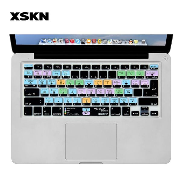 Kapaklar XSKN Mac OS X Kısayol Tasarımı Fonksiyonel Dayanıklı Silikon Klavye Cilt Kapağı MacBook Air Pro Retina 13 15 Kablosuz Klavye