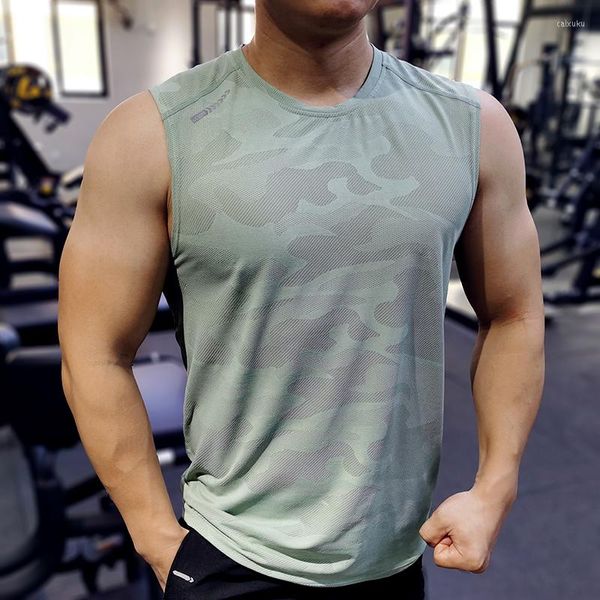 Herren Tank Tops Herren Sommer Ärmellose Hemden Camouflage Schnelltrocknend Fitness Trainingswesten O Neck Lockere Weste Muscle Gym Sportwear