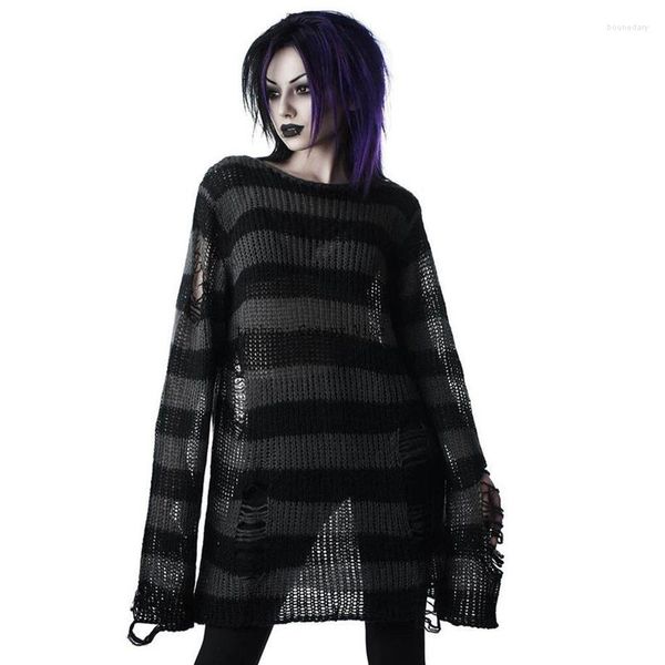 Kadın Hoodies Sonbahar Kış Harajuku Gotik Kızlar Siyah Yırtılmış Hem Üst Moda Punk Tatlı Kawaii Uzun Kollu 7 Renk Pullover Serin Kız